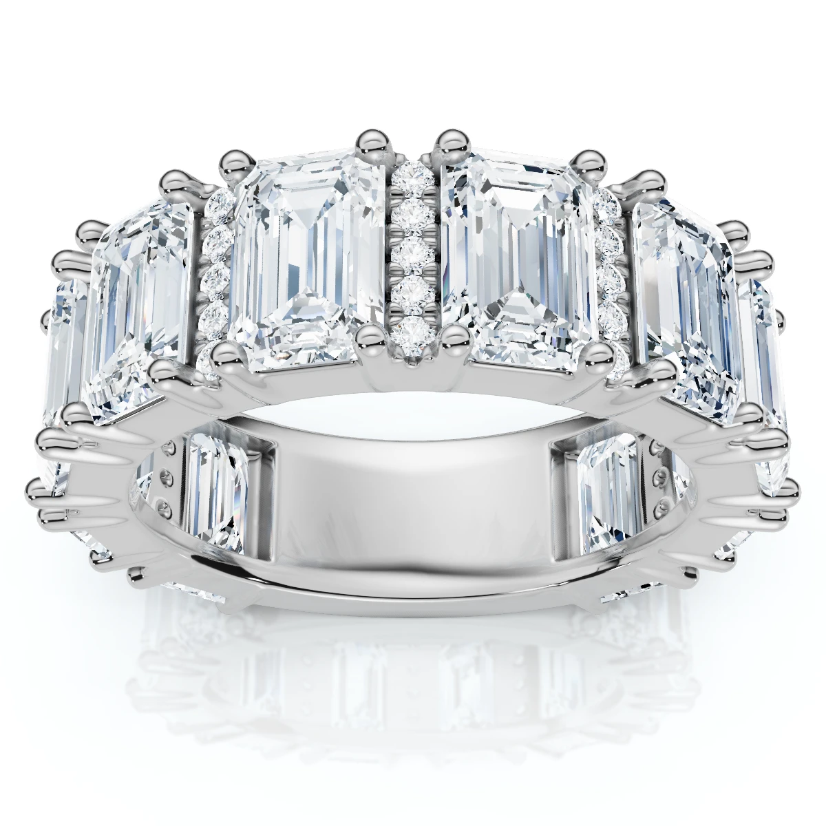 5 1/2Ct Naya Emerald Cut Diamond Wedding Band 14k Gold/Pt Stack Ring Lab Grown (E-F, VS)