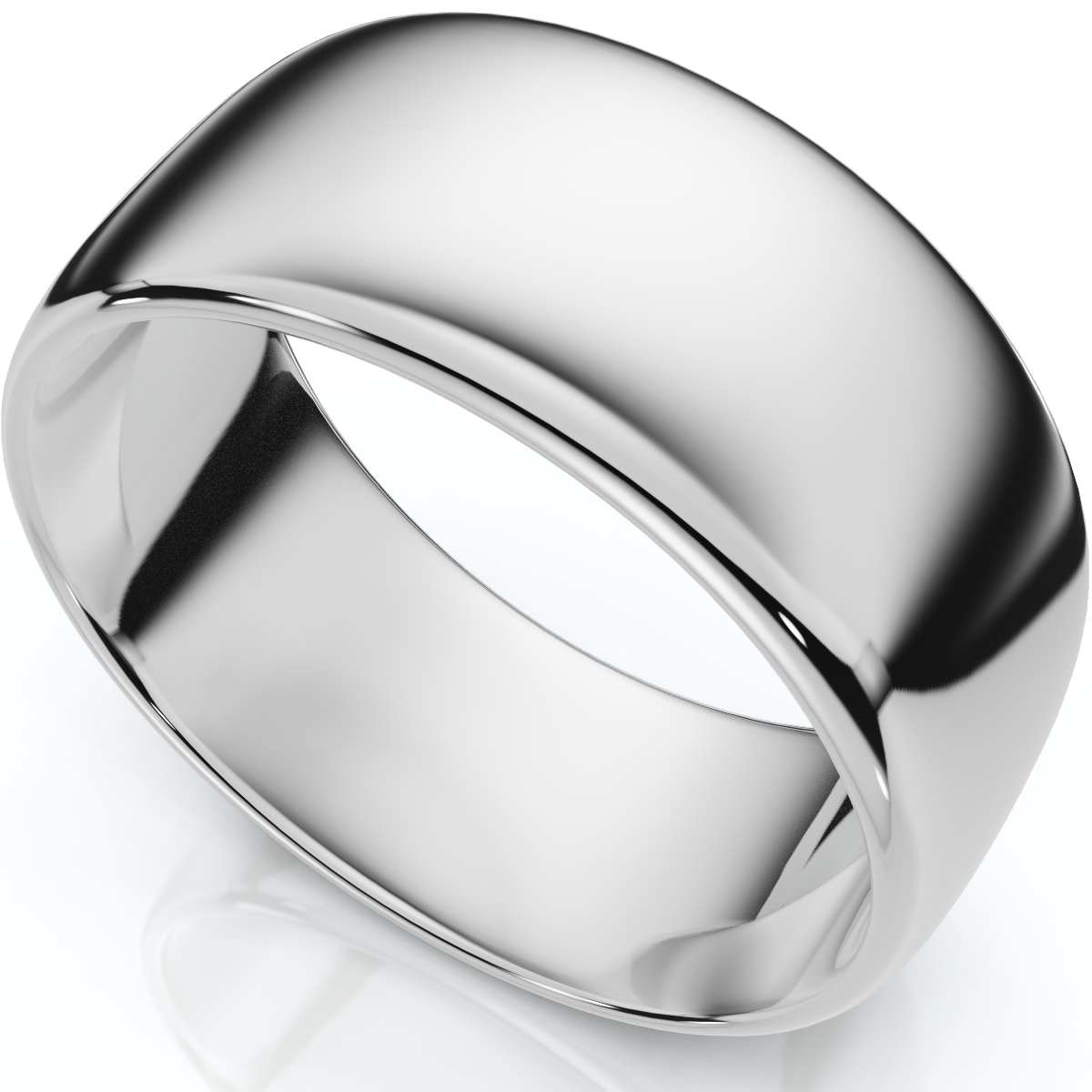 9mm Dome High Polished Wedding Band 10K White Gold