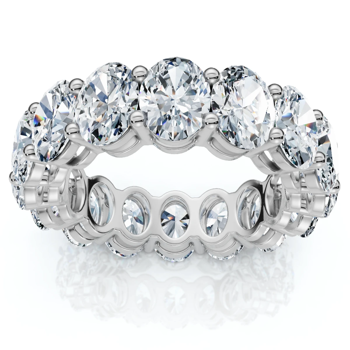 7Ct Oval Diamond Eternity Ring 14k Gold or Platinum Lab Grown (E-F, VS)