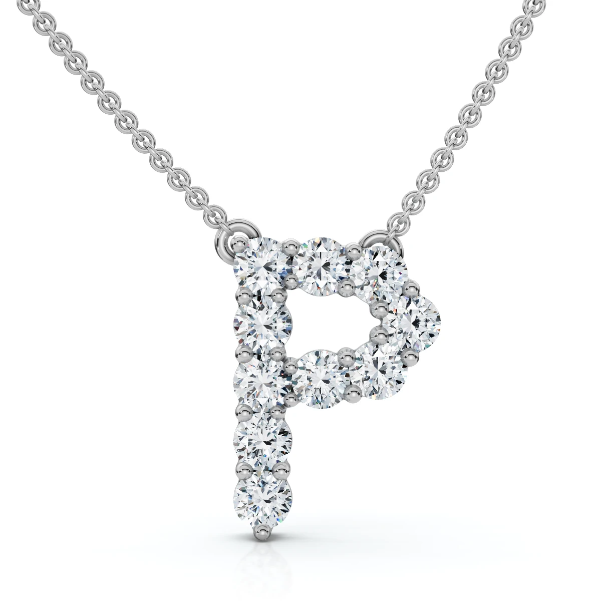 1Ct Diamond Initial "P" Pendant 14k Gold 18" Necklace Lab Grown 5/8" Tall (E-F, VS)