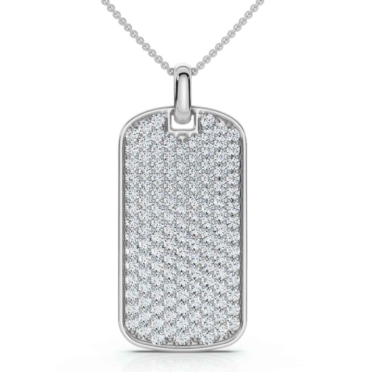 Men's 1ct Diamond Dog Tag Pendant 14k Gold Necklace Lab Grown 18" Chain (E-F, VS)