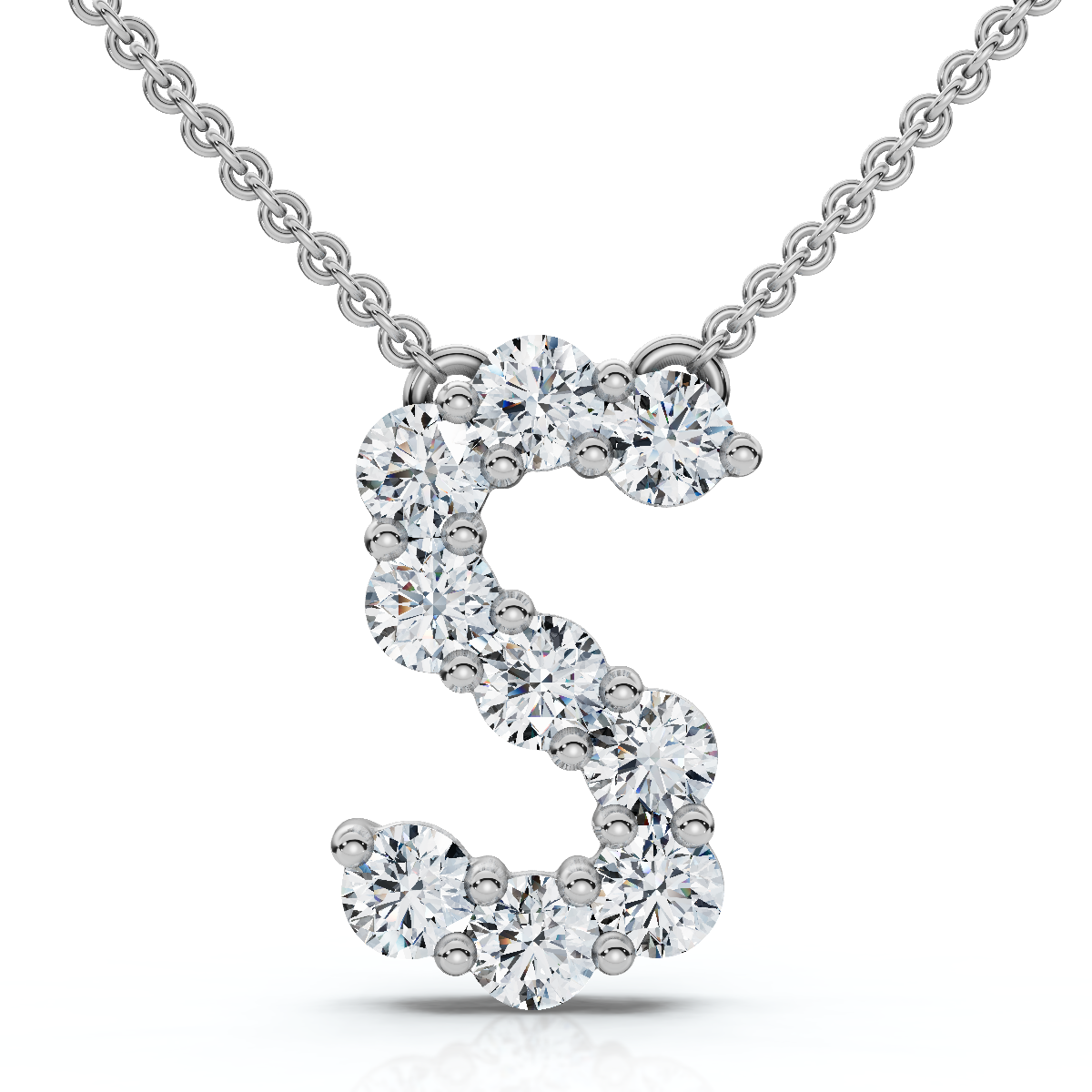 1Ct Diamond Initial "S" Pendant 14k Gold 18" Necklace Lab Grown 5/8" Tall (E-F, VS)