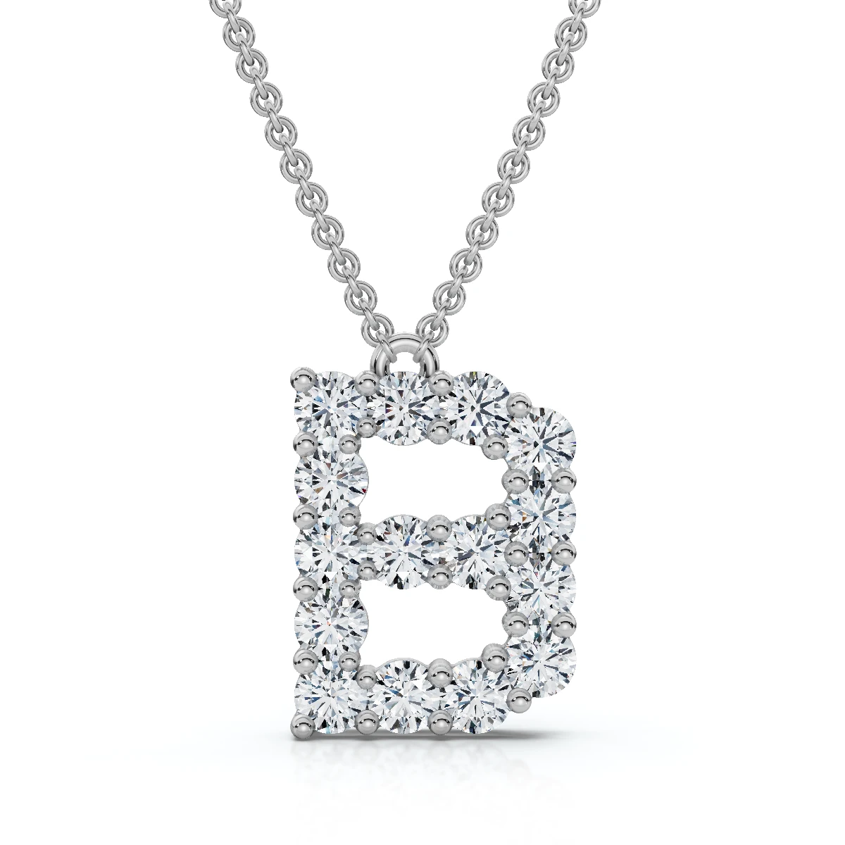 1Ct Diamond Initial "B" Pendant 14k Gold 18" Necklace Lab Grown 5/8" Tall (E-F, VS)