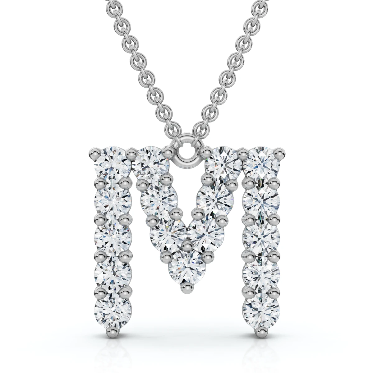 1Ct Diamond Initial "M" Pendant 14k Gold 18" Necklace Lab Grown 5/8" Tall (E-F, VS)