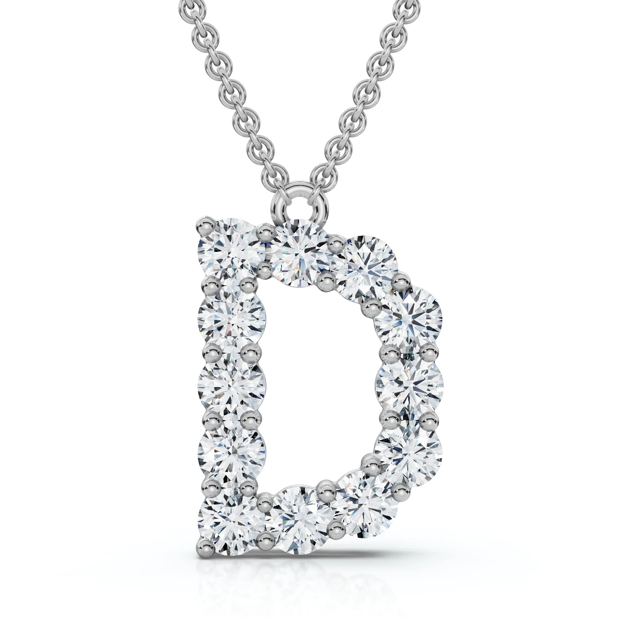 1Ct Diamond Initial "D" Pendant 14k Gold 18" Necklace Lab Grown 5/8" Tall (E-F, VS)