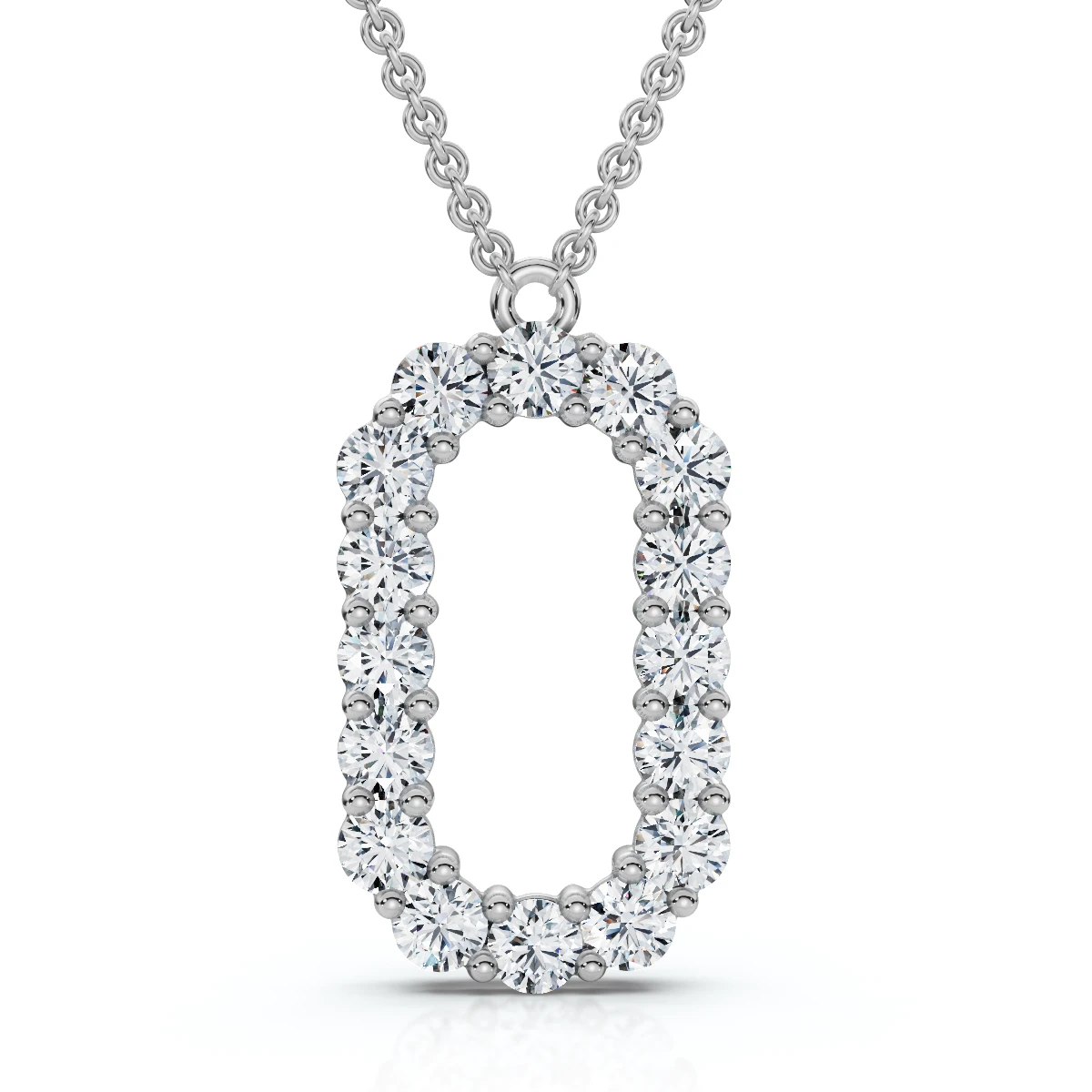 1Ct Diamond Initial "O" Pendant 14k Gold 18" Necklace Lab Grown 5/8" Tall (E-F, VS)