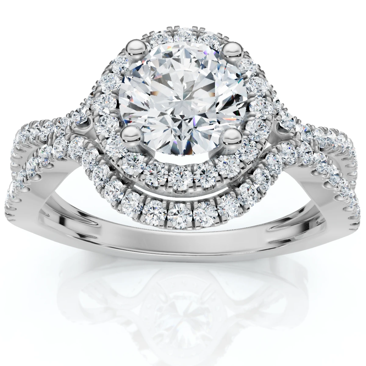 1 1/10Ct Lina Diamond Halo Engagement Ring 14k Gold or Platinum Lab Grown (E-F, VS)