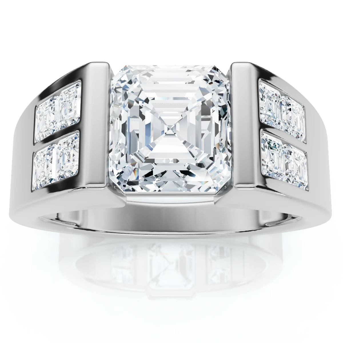 Certified 5.40Ct Men's Asscher Cut Diamond Ring 14k Gold Lab Grown (G-H, VS)