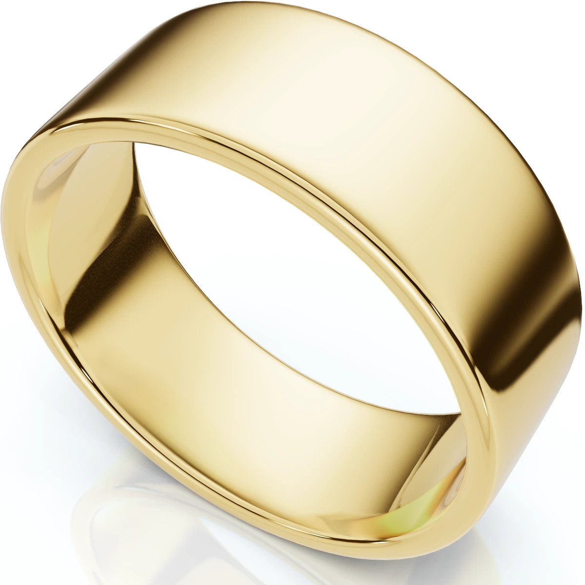 8mm Flat High Polished Wedding Band 14K Yellow Gold
