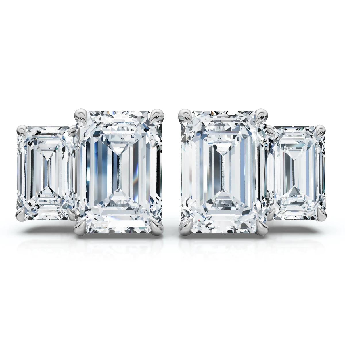 1 1/2Ct Emerald Cut Toi et Moi Diamond Earrings 14k Gold Lab Grown (E-F, VS)