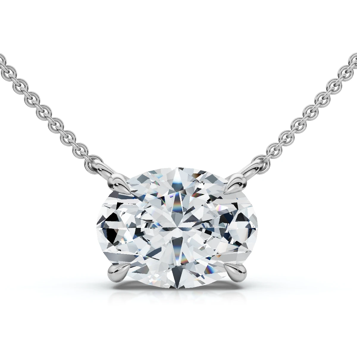 1Ct Solitaire Oval Diamond Pendant 14k Gold Women's 18" Chain Lab Grown (E-F, VS)