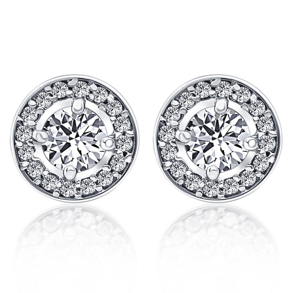 5/8ct Halo Diamond Studs 14K White Gold (G-H, I1)