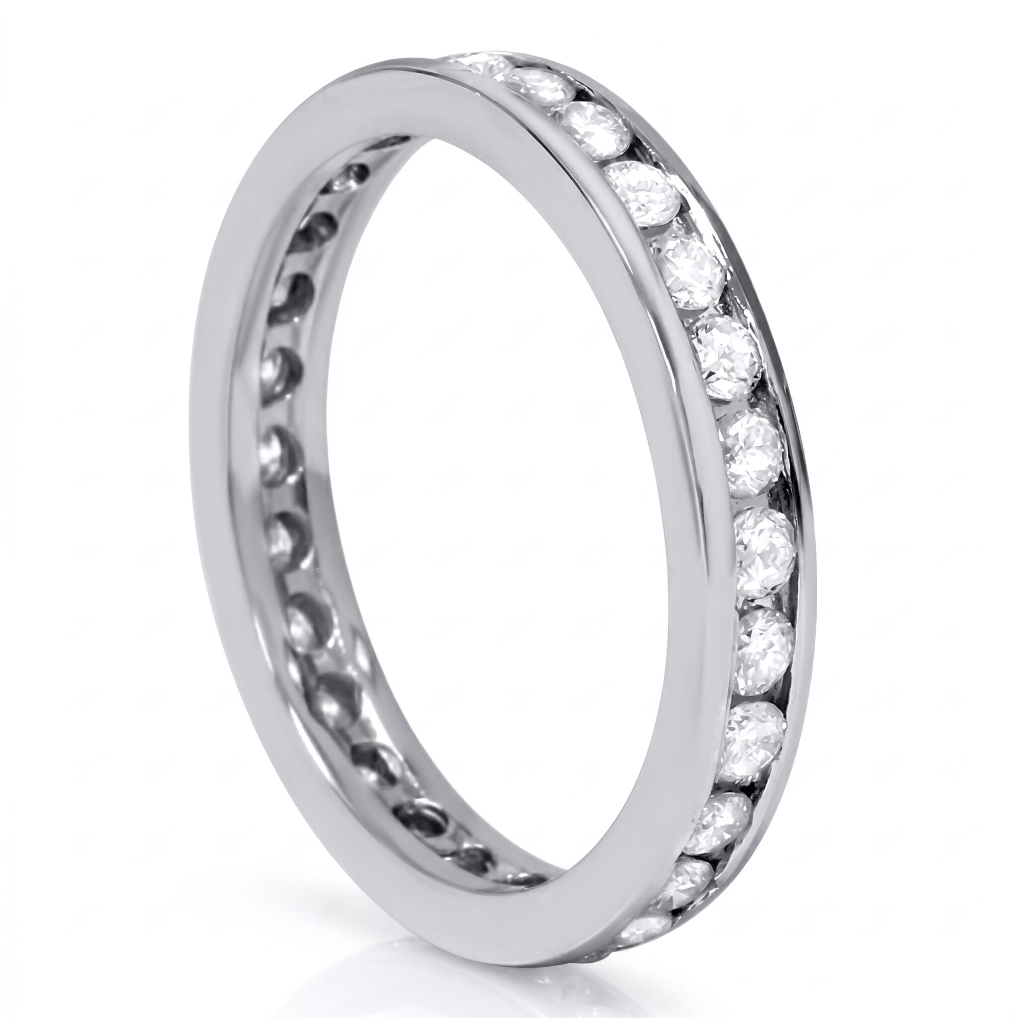 1ct Diamond Wedding Eternity Stackable 14K Ring New White Gold (G-H, I1)
