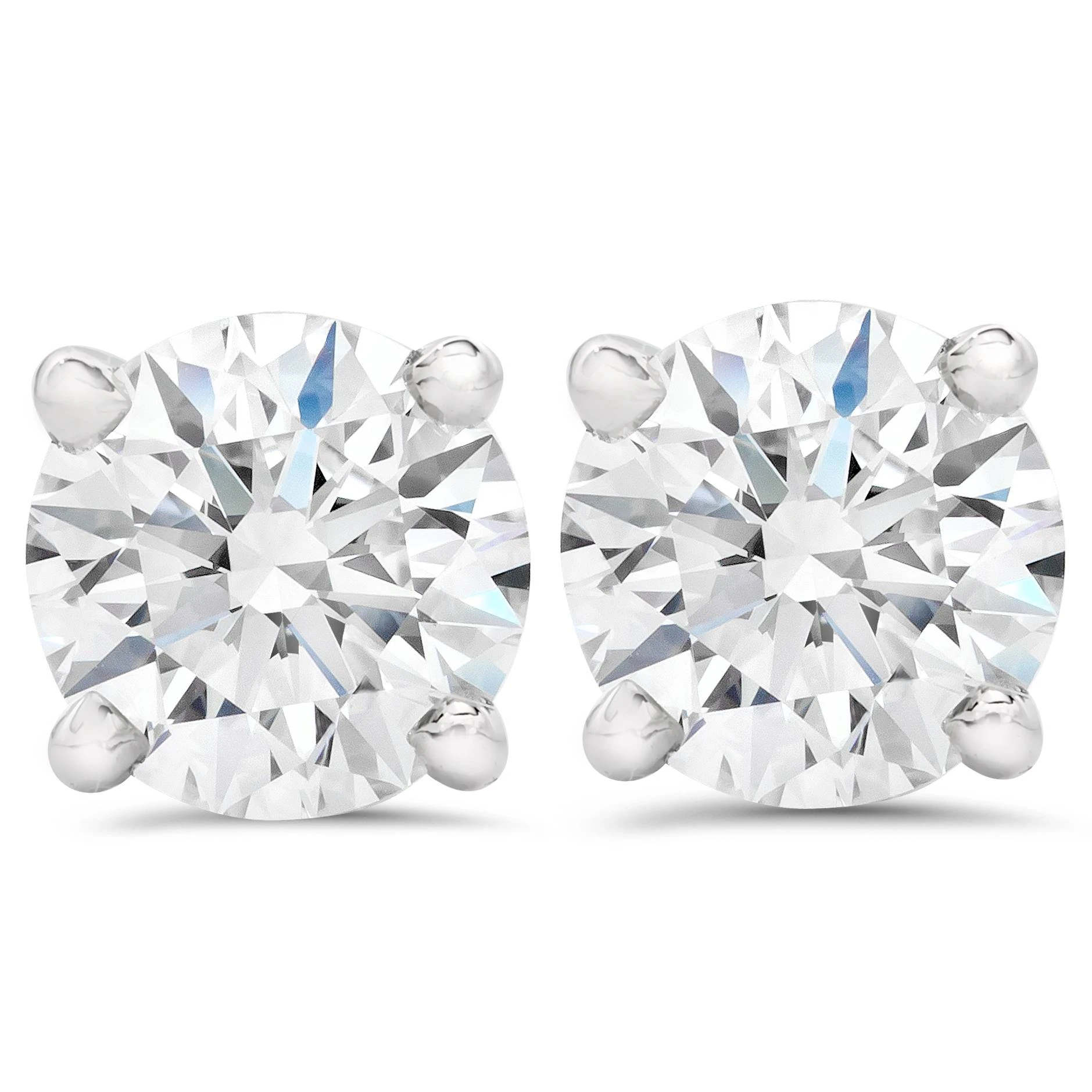 3/4ct Diamond Studs Round Cut With Screw Backs 14K White Gold Lab Created (F-G, VS)