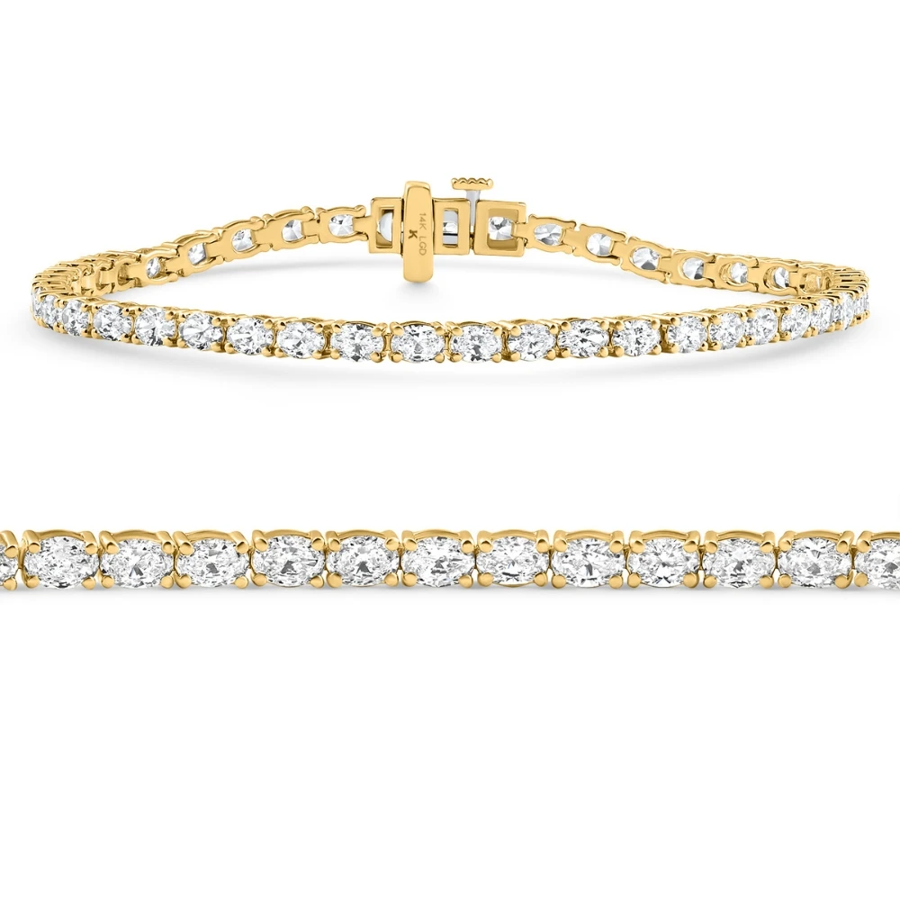4.5Ct Oval Cut Diamond Tennis Bracelet 7" 14k Yellow Gold Lab Grown (E-F, VS)