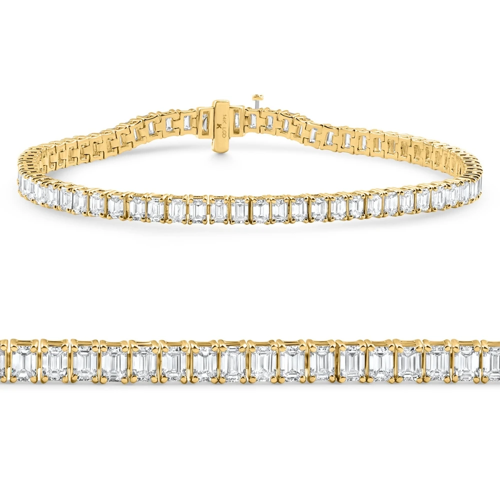7Ct Emerald Cut Diamond Tennis Bracelet 7" 14k Yellow Gold (E-F, VS)