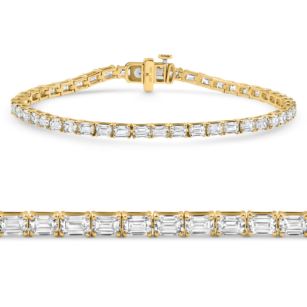 7Ct Emerald Cut Diamond Tennis Bracelet 7" 14k Yellow Gold (E-F, VS)