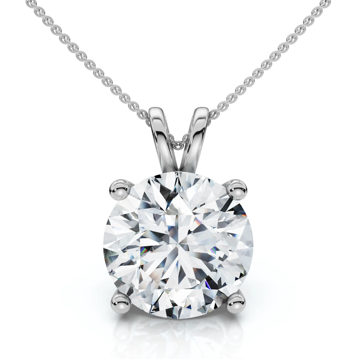 1Ct Solitaire Diamond Pendant 14k Gold Lab Grown 18" Necklace (E-F, VS)