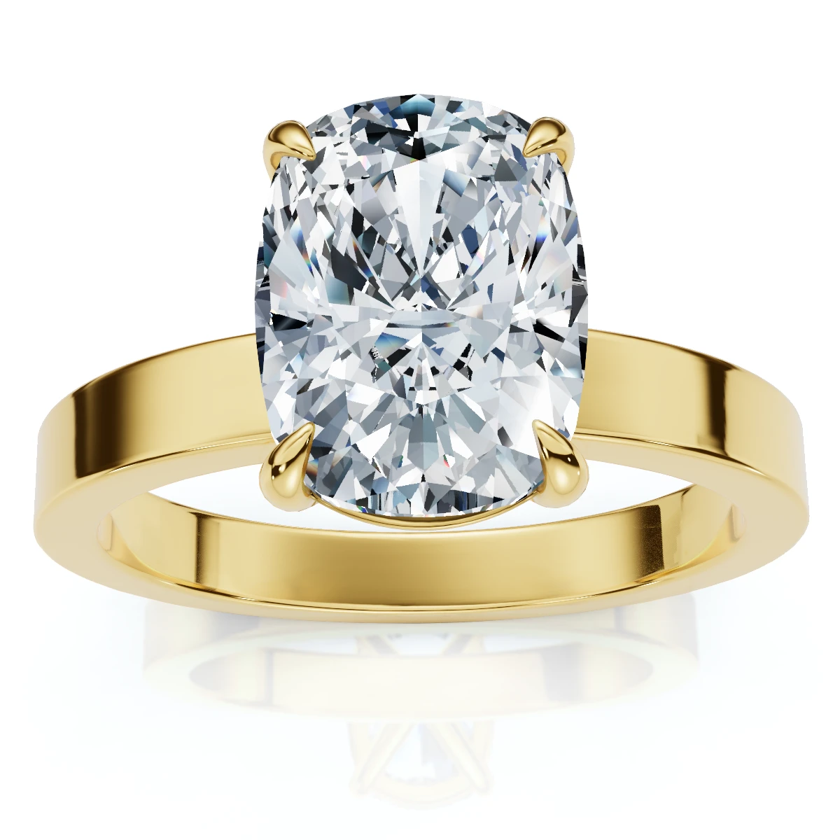 Certified 2Ct Cushion Diamond Cigar Band Engagement Ring 14k Gold Lab Grown (F-G, VS)