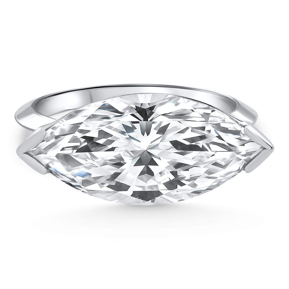 6Ct White Gold Certified Lab Grown Marquise Diamond East West Engagement Ring (G-H, VS)