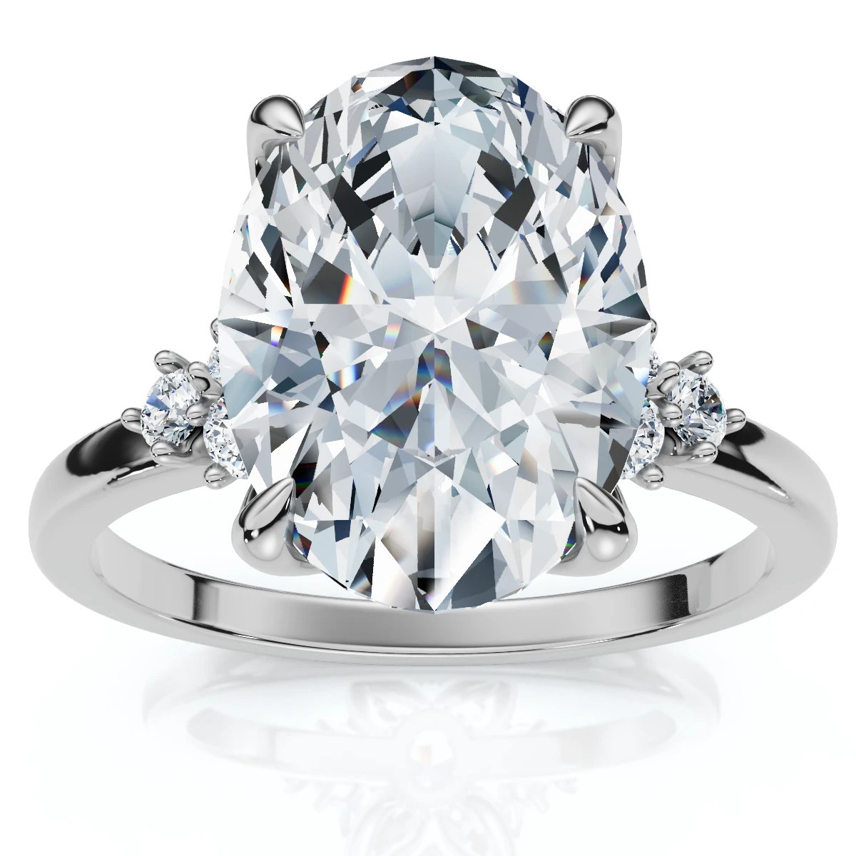 3 1/10Ct Oval Carlie Diamond Engagement Ring 14k Gold or Platinum Lab Grown (F-G, VS)