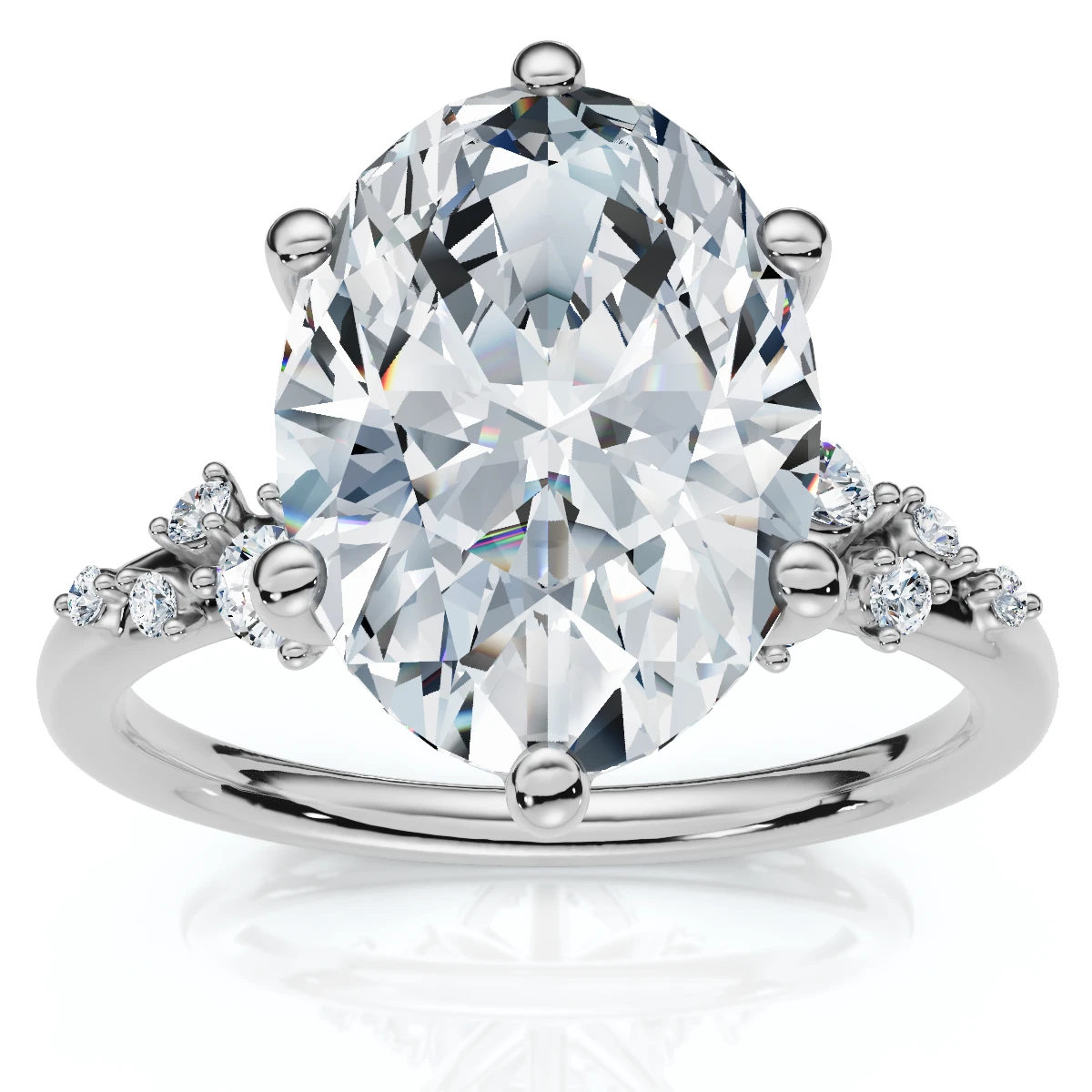 3 1/10Ct Doris Oval Diamond Engagement Ring 14k Gold Lab Grown (F-G, VS)