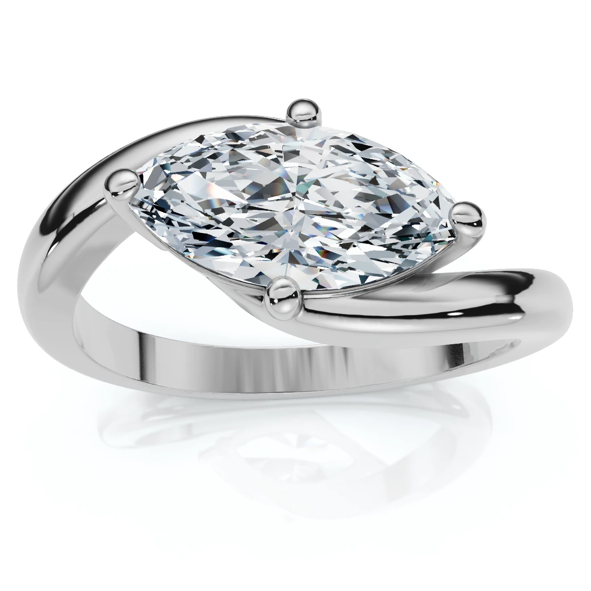 1Ct Marquise Diamond Solitaire Curve East To West Ring Gold Lab Grown Gold (F-G, VS)