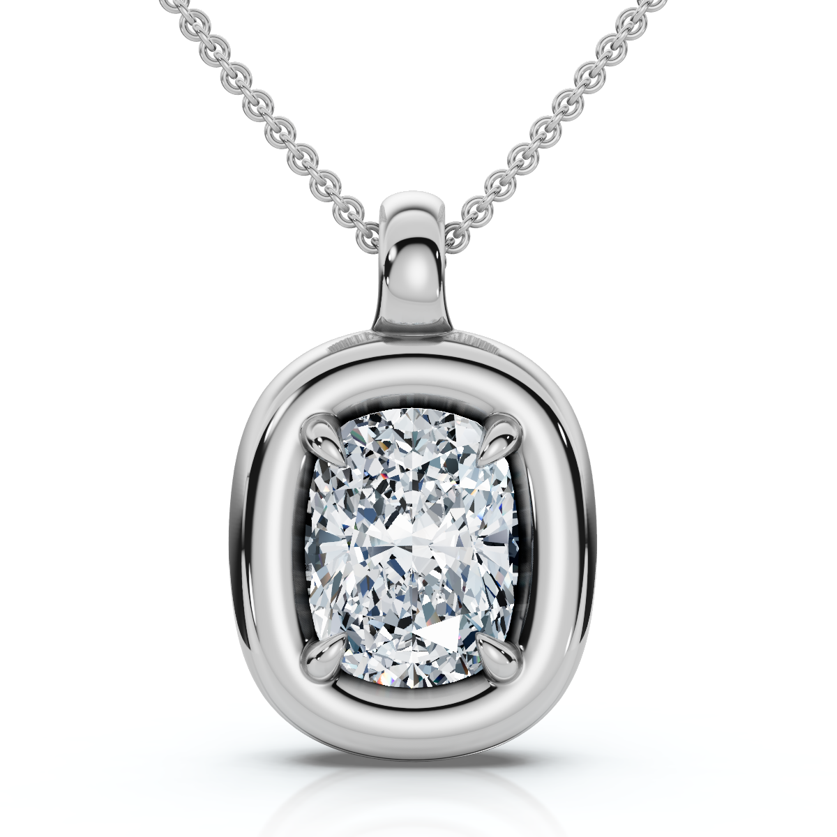 1Ct Cushion Diamond Navi Pendant 14k Gold Lab Grown 18" Necklace (F-G, VS)