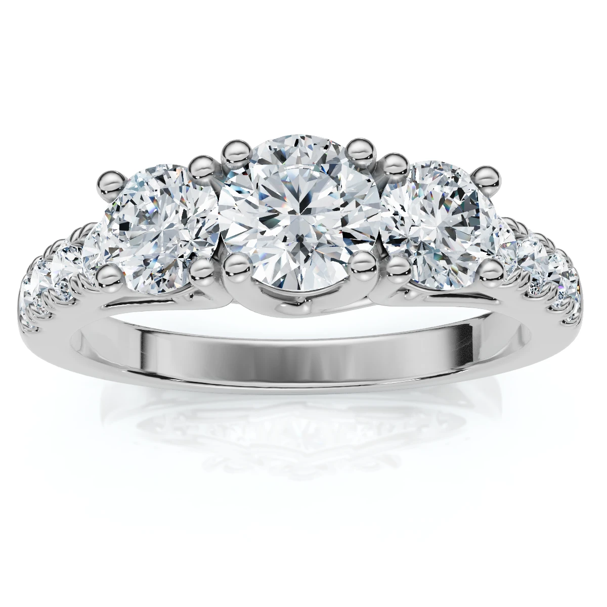 1 1/4Ct Three Stone Diamond Engagement Ring 14k Gold or Platinum Lab Grown (F-G, VS)