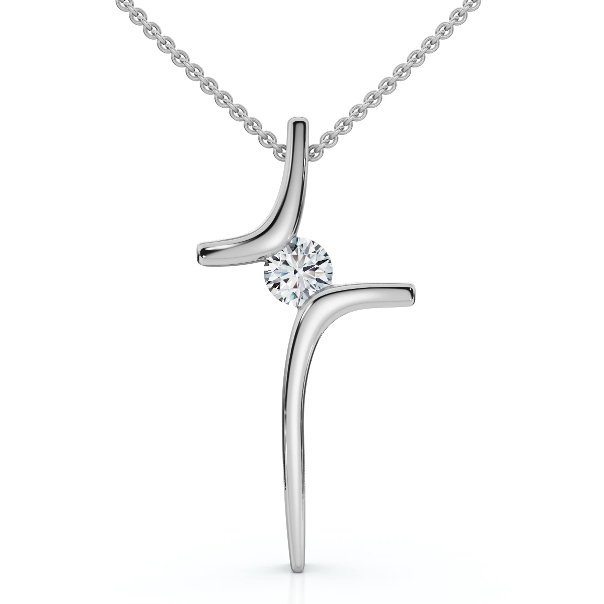 Diamond Cross Pendant Gold 18" Necklace 5/8" Tall Lab Grown (F-G, VS)