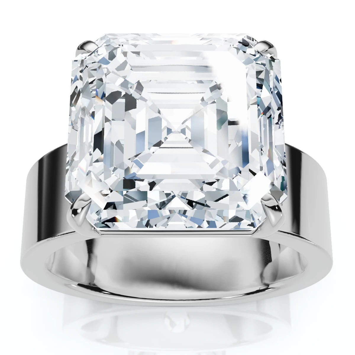 Certified 8Ct Asscher Cut Cigar Band Solitaire Diamond Engagement Ring Lab Grown (E-F, VS)