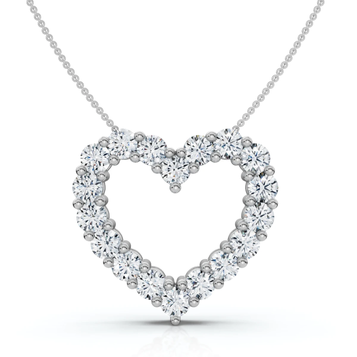 4Ct Diamond Heart Pendant 14k Gold Lab Grown 1 1/10" Tall 18" Necklace (F-G, VS)