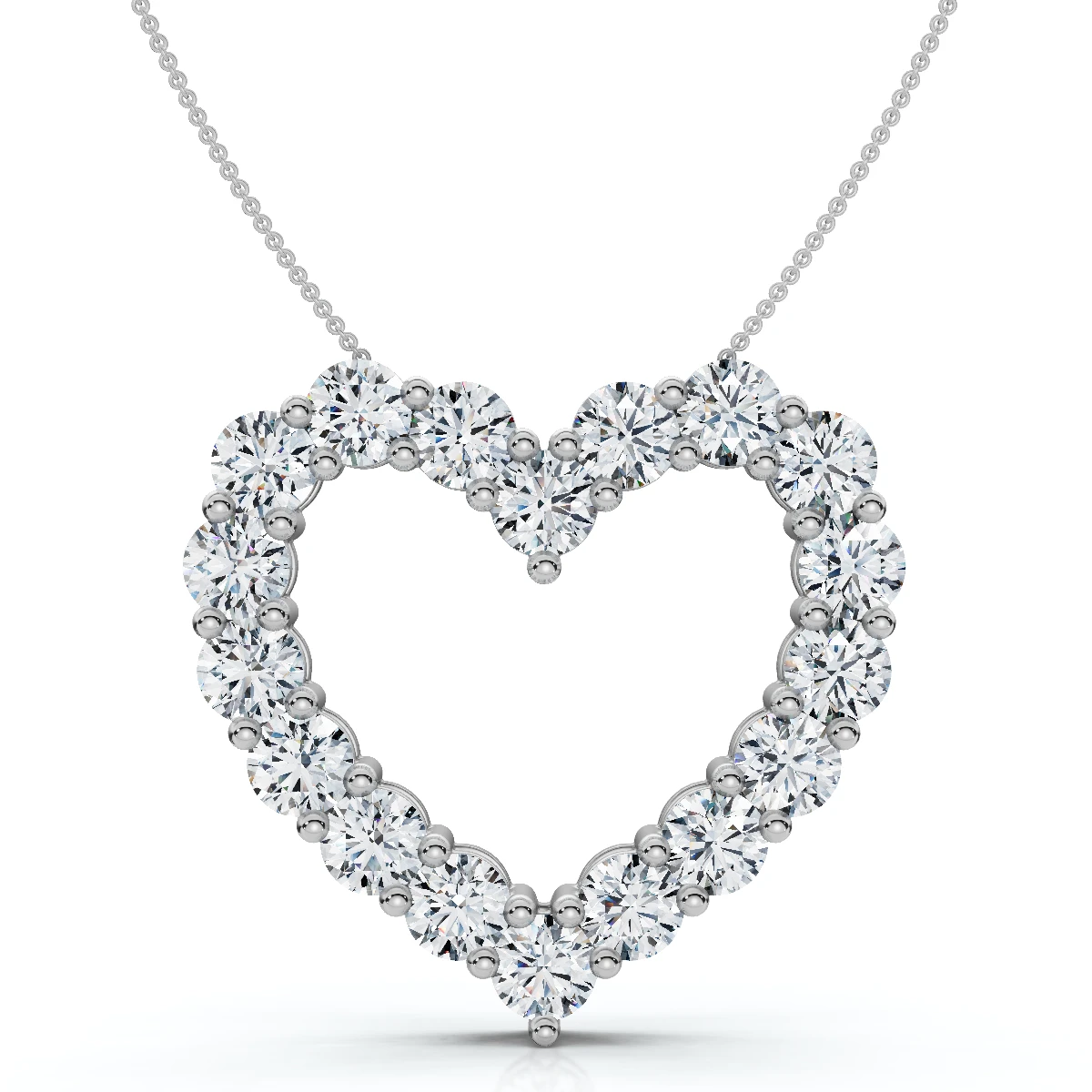 5Ct Diamond Heart Pendant 14k Gold Lab Grown 1 1/5" Tall 18" Necklace (F-G, VS)