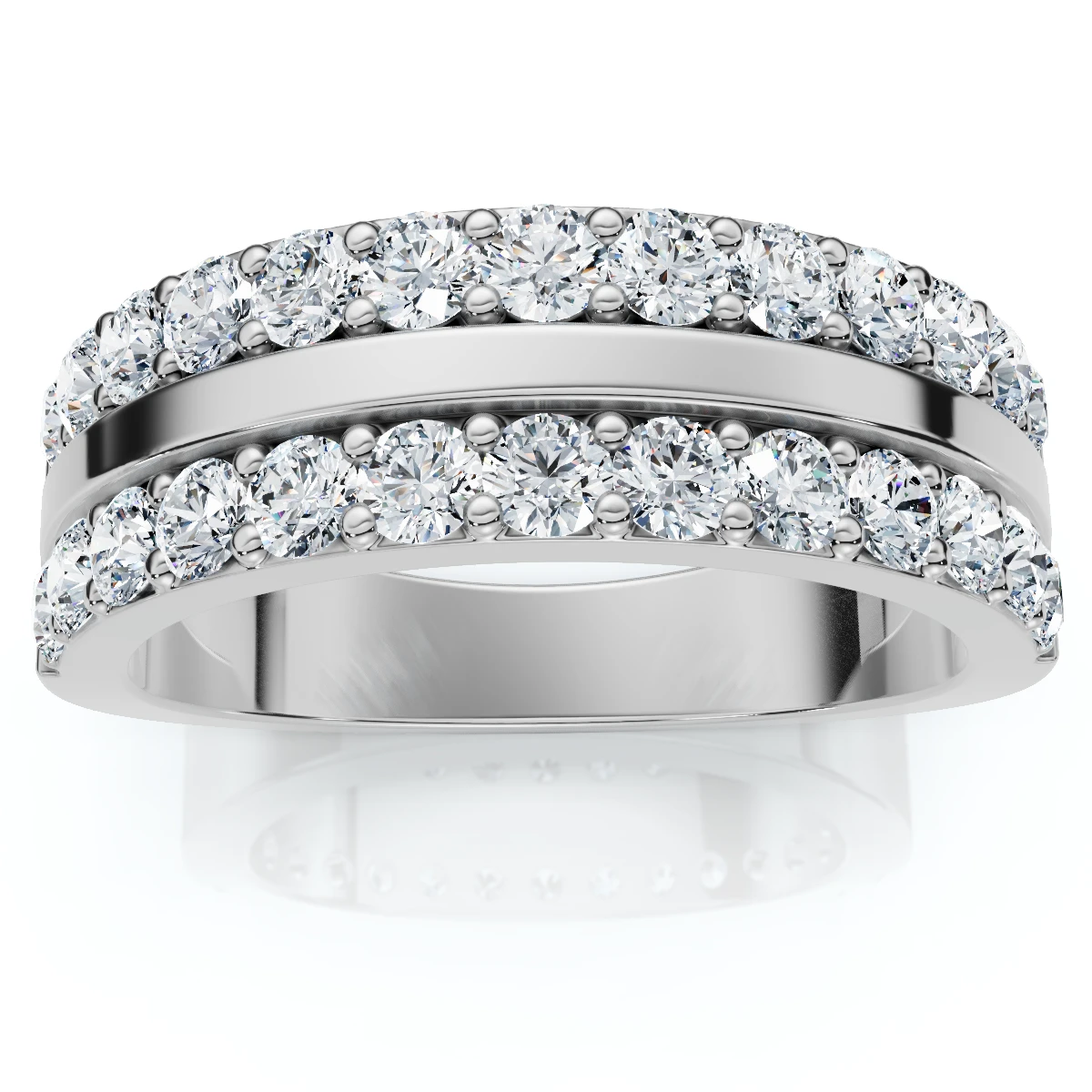 1Ct Diamond Wedding Double Row Anniversary Ring Gold Lab Grown (F-G, VS)