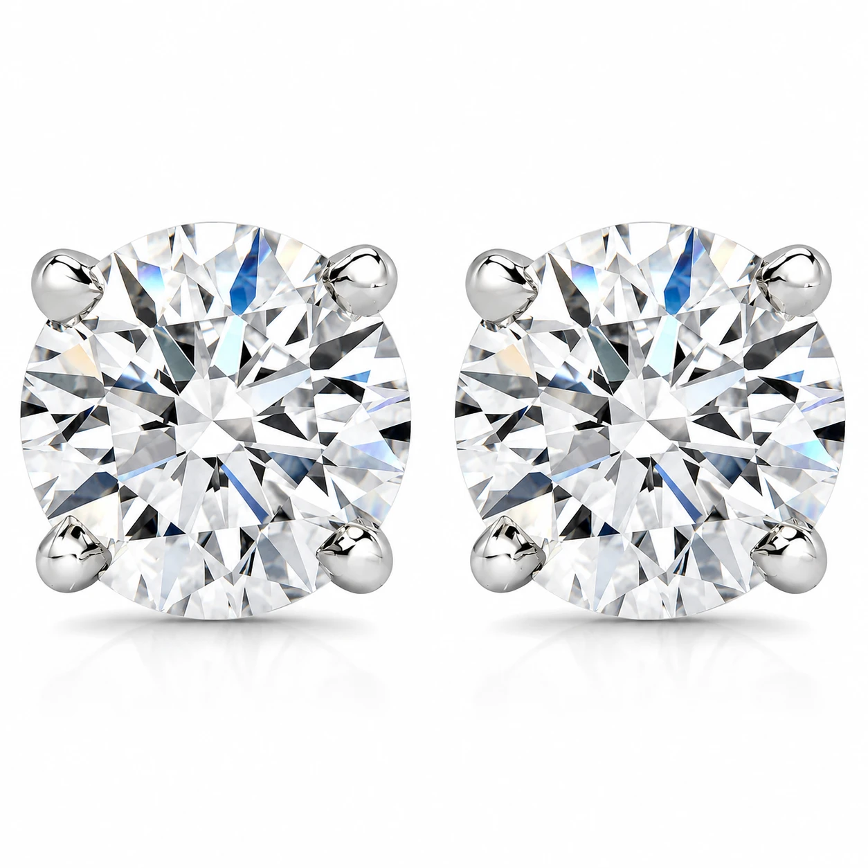 3 Cttw Diamond Studs With Screw Backs 14k White Gold Lab Grown (G-H, VS)