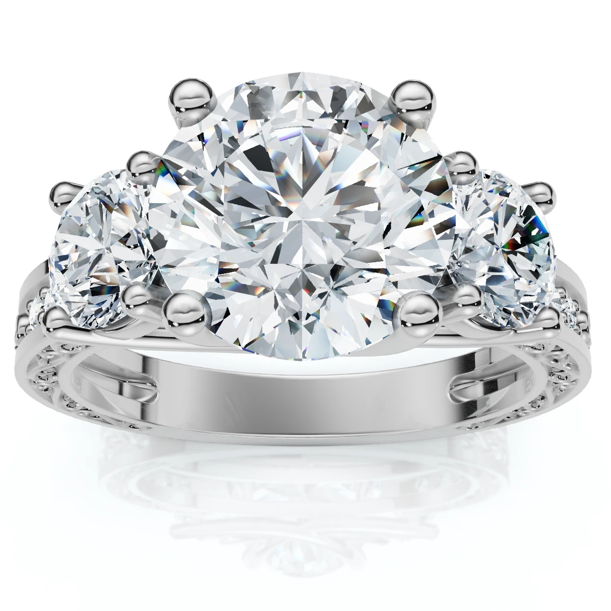 Certified 3.40Ct Round Cut Diamond Engagement Ring 14k Gold Lab Grown (F-G, VS2-SI1)