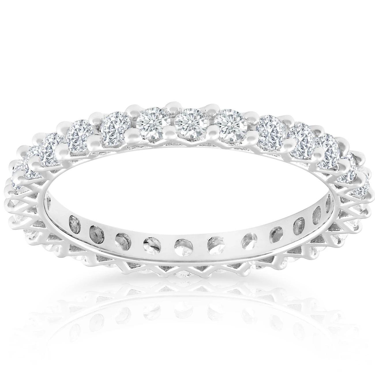 1 Ct TDW Diamond Eternity Wedding Ring 10k White Gold (G-H, I1)