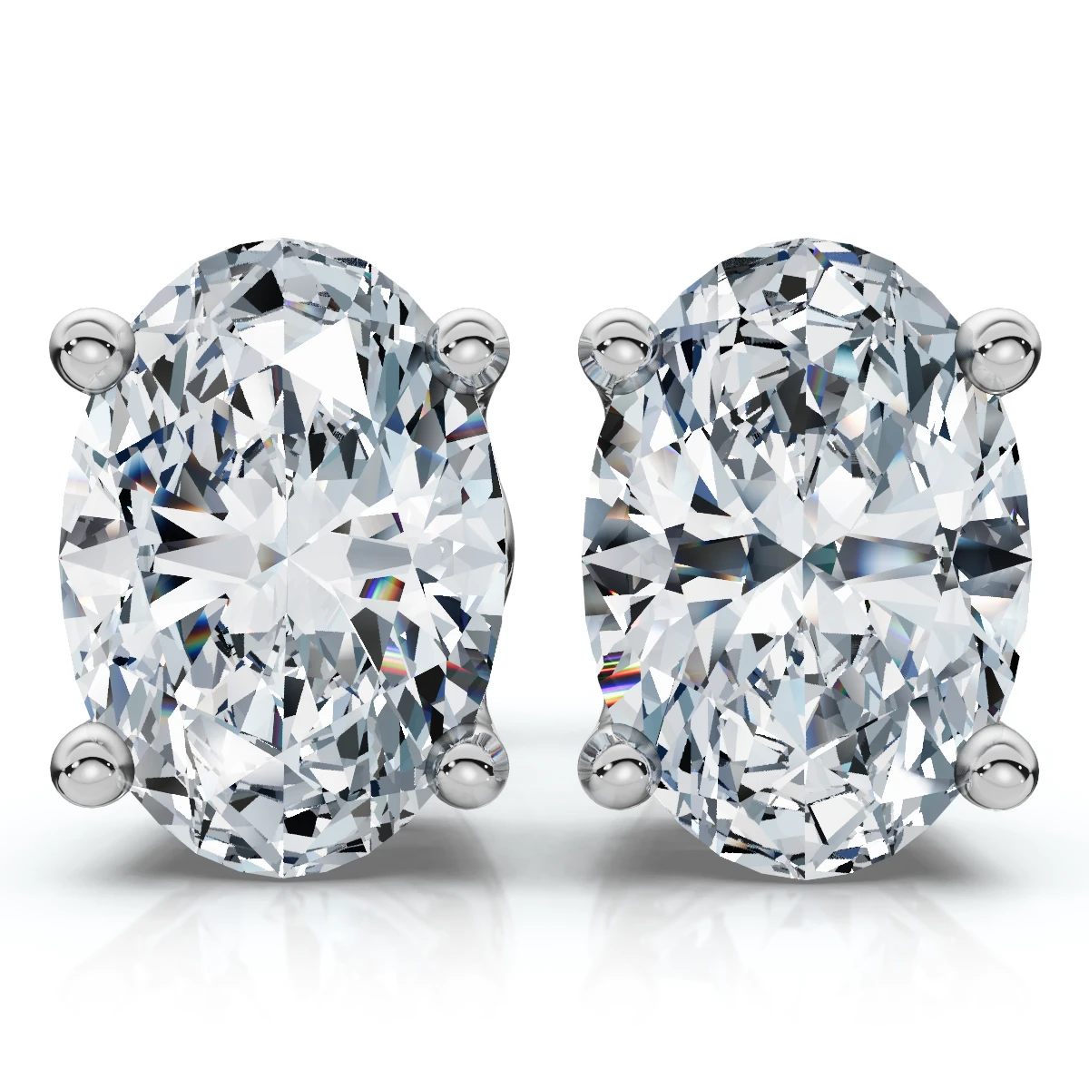 Oval Cut Diamond Prong Studs 14k Gold Lab Grown (E-F, VS)