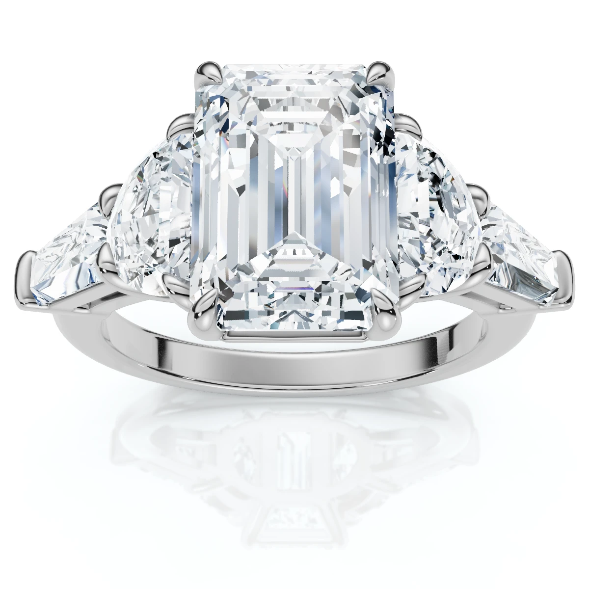 Certified 4 1/2Ct Tessa Emerald Engagement Ring 14k Gold Lab Grown (E-F, VS)