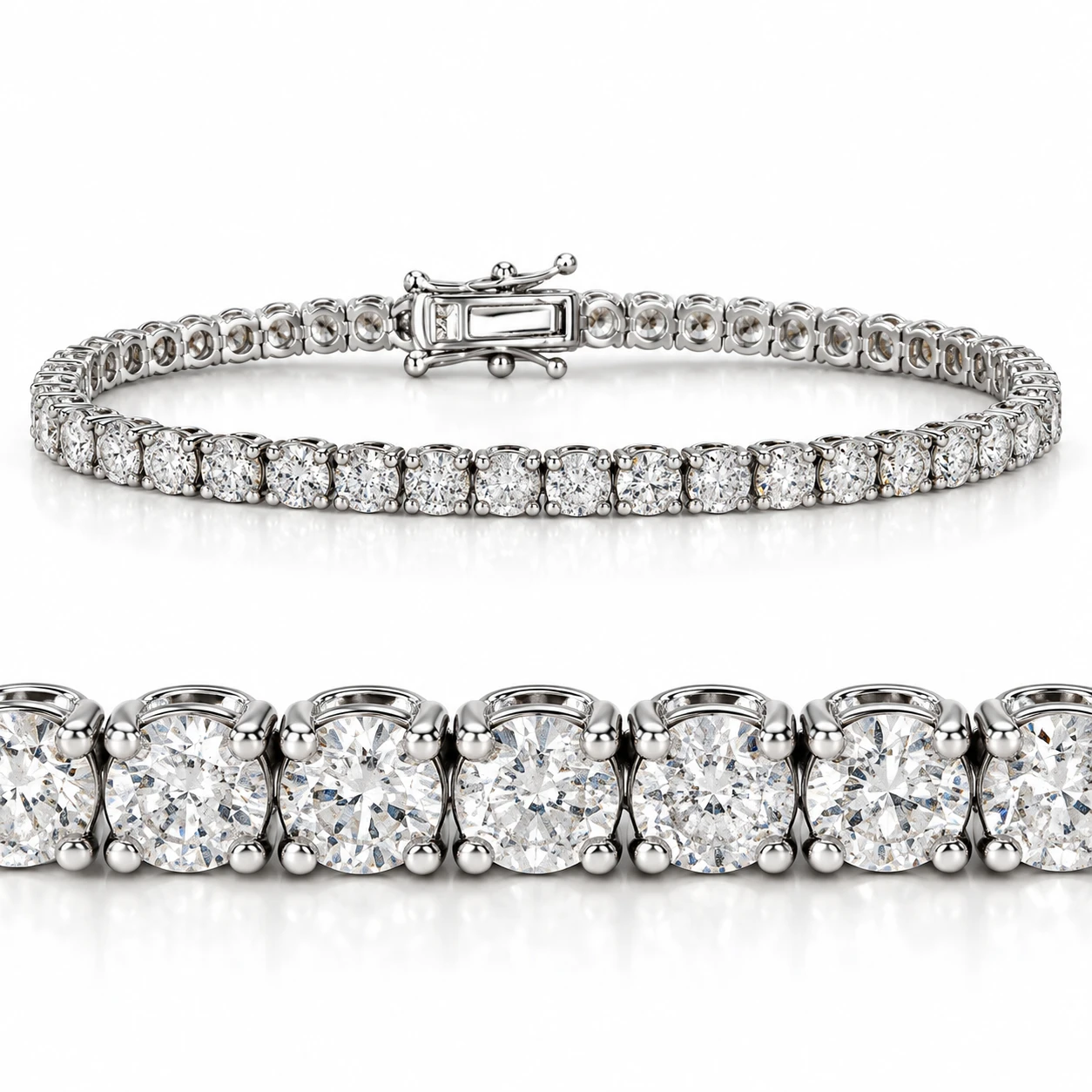 4Ct TW 14k White or Yellow Gold Round-Cut Diamond Tennis Bracelet 7" Women's (G-H, I2-I3)