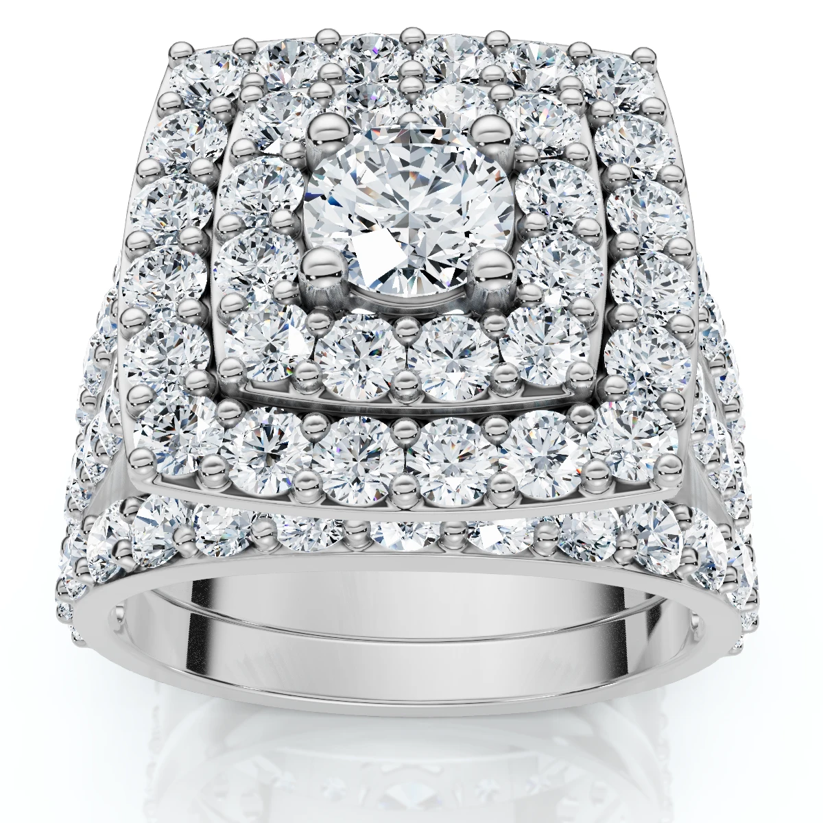 3Ct Cushion Halo Diamond Engagement Wedding Ring Set Lab Grown 10k (E-F, VS)