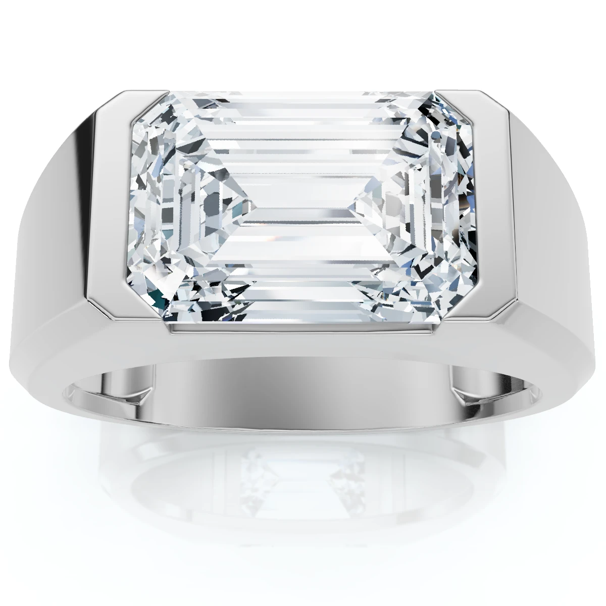 Certified 4Ct Men's Gabriel Emerald Diamond Ring 10k Gold Lab Grown (F-G, VS2-SI1)