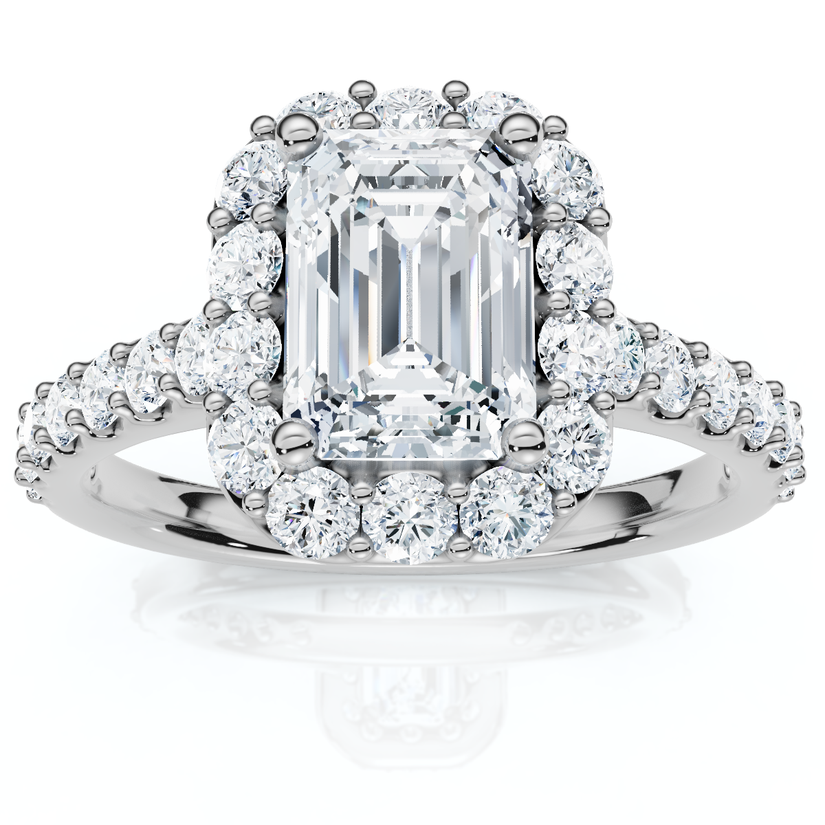 1 3/4Ct Emerald Cut Diamond Halo Engagement Ring 10k Gold Lab Grown (F-G, VS)
