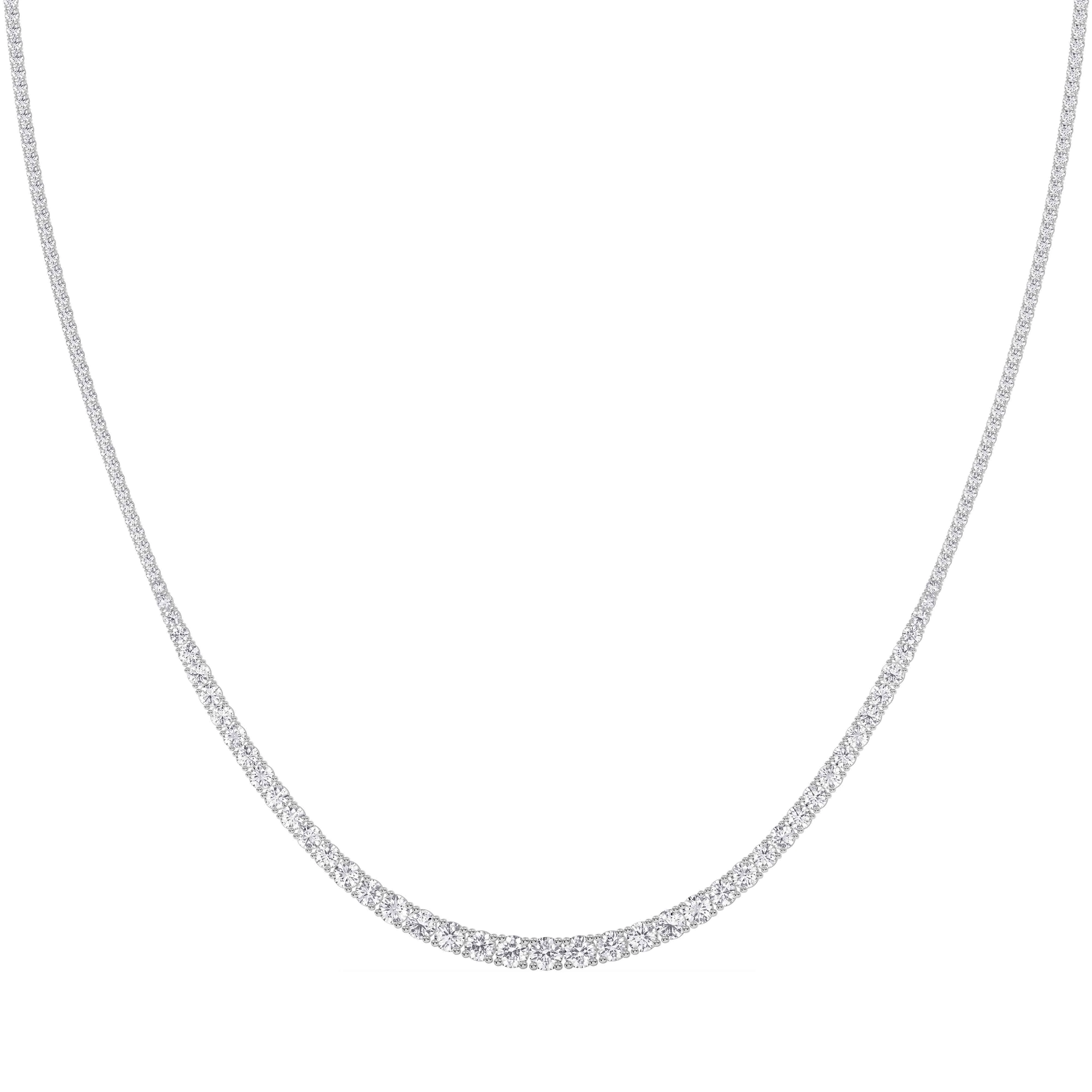 10Ct Graduated Diamond Tennis Necklace Lab Grown 14k Gold 18" (E-F, VS)