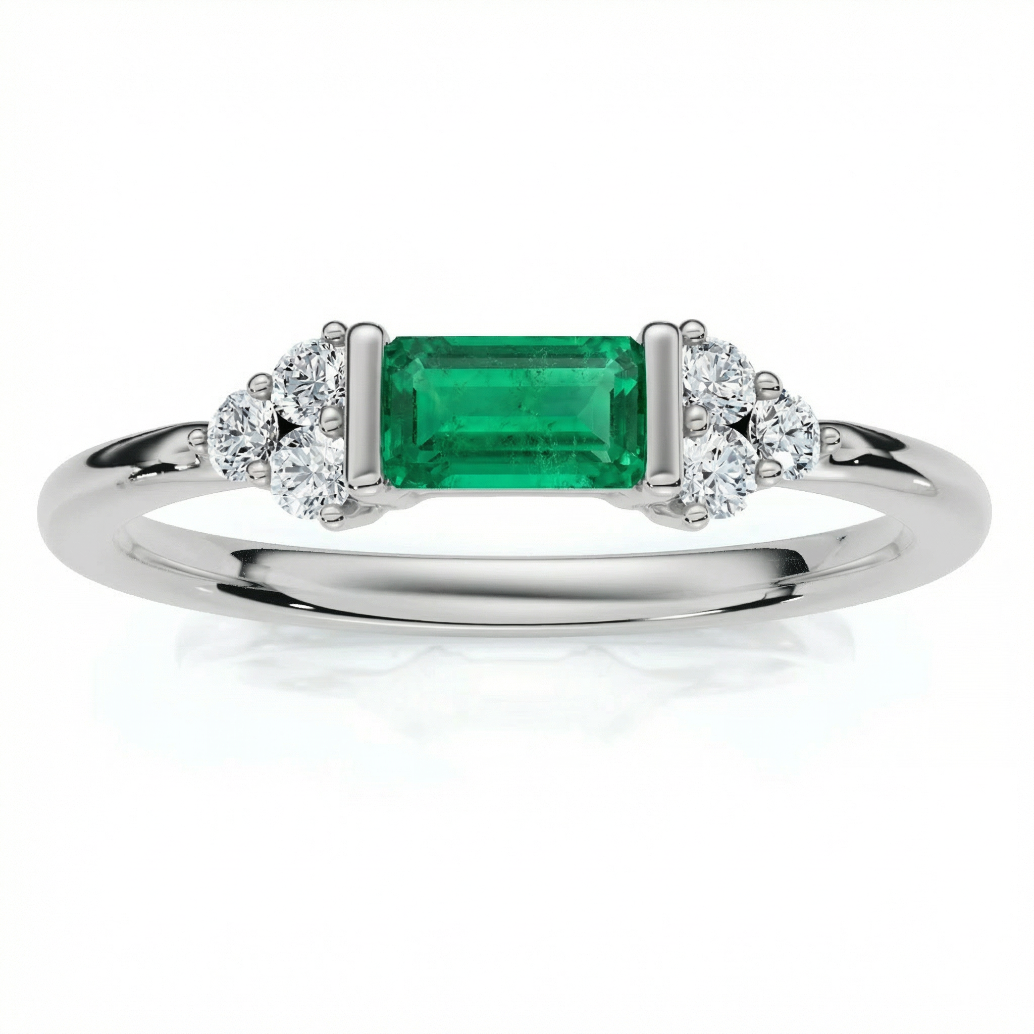 1/3Ct Thin Emerald Diamond Stackable Wedding Ring 14k Gold Lab Grown (F-G, VS)