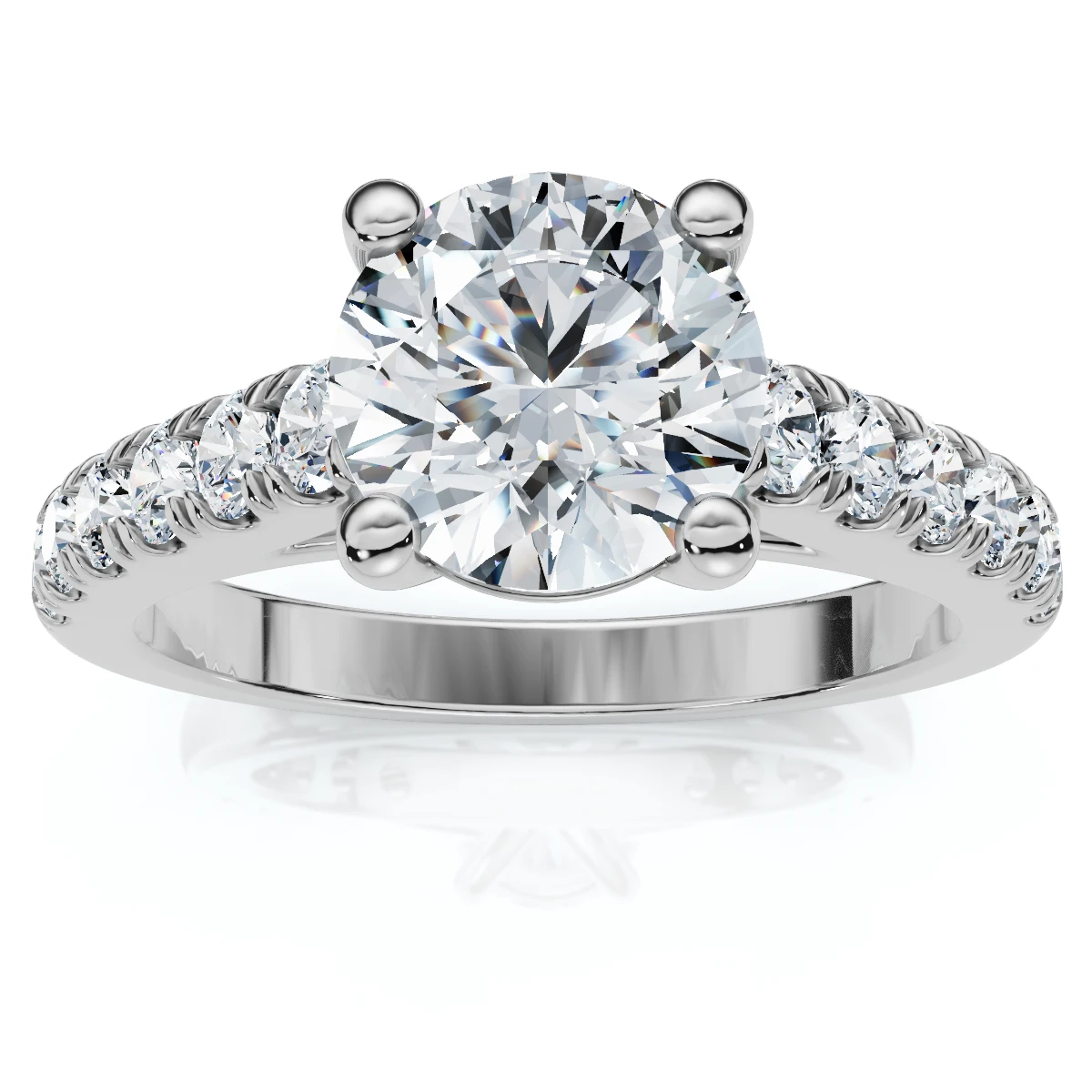 1 1/2ct Diamond Solitaire With Accents Round Engagement Ring 14k White Gold (G-H, I1)