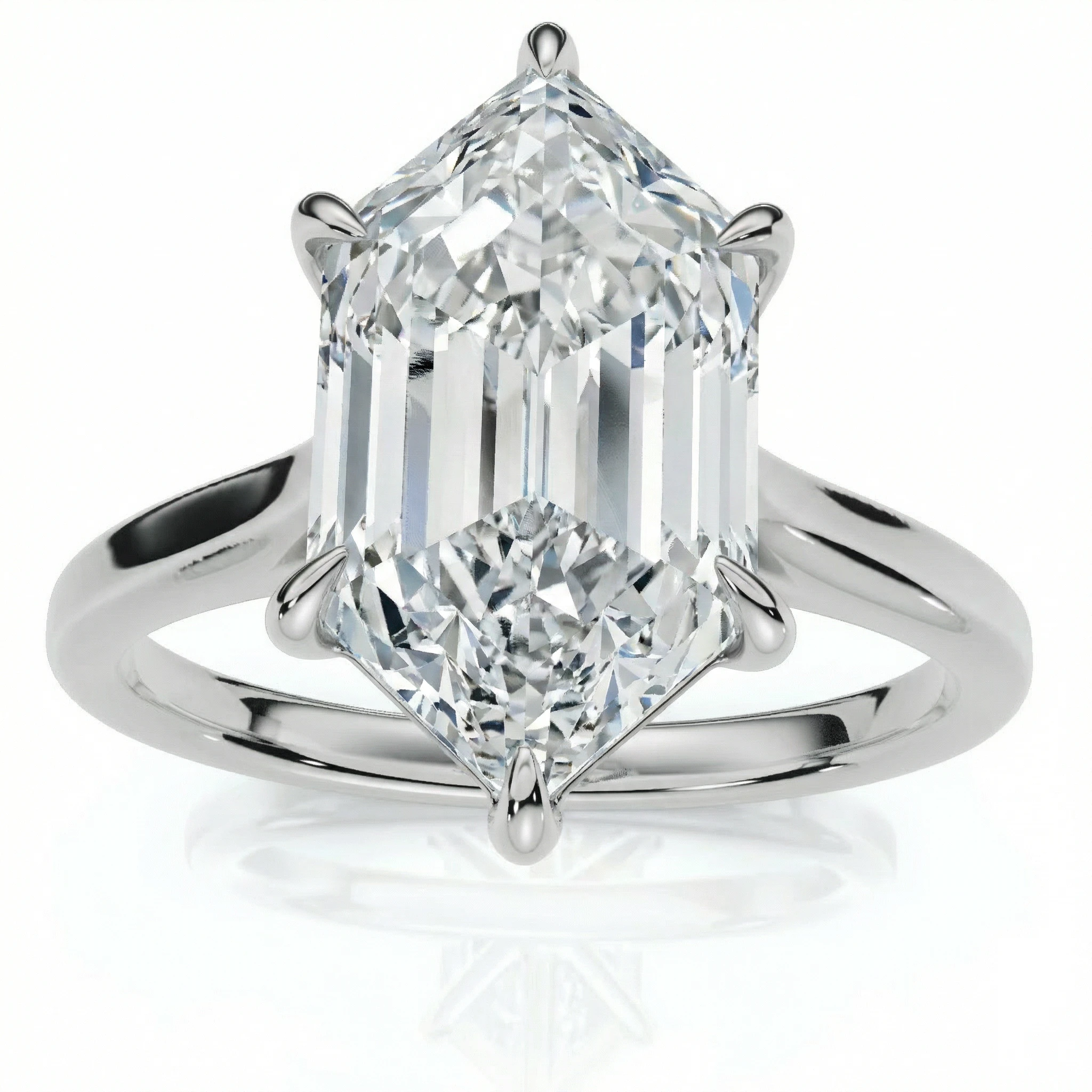 Certified 3Ct Vireo Elongated Hexagon Diamond Engagement Ring 14k Gold Lab Grown (E-F, VS2-SI1)