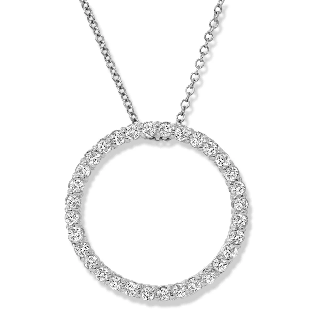 14K White Gold 1/2ct Circle Of Life Diamond Pendant Necklace (J-K, I1-I2)