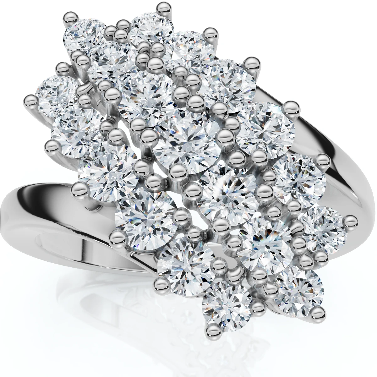Astra 1Ct Diamond Cluster Cocktail Waterfall Fashion Ring 10K Gold Lab Grown (E-F, VS)