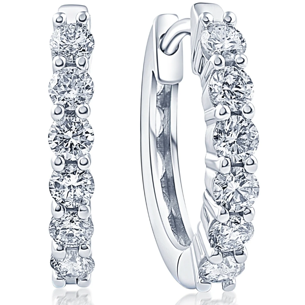 3/4 cttw Lab Grown Diamond Hoops in White or Yellow Gold 1/2" Tall (G-H, SI)